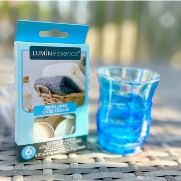 Rare Blue Pearlescent Glass Votive Tea Light Candle Holder FREE CANDLES!…​ - Picture 2 of 9